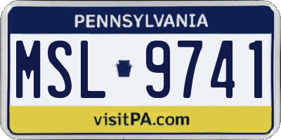 PA license plate MSL9741