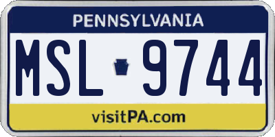 PA license plate MSL9744