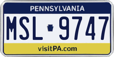 PA license plate MSL9747