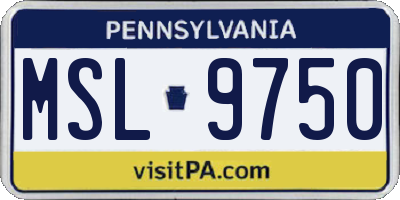 PA license plate MSL9750