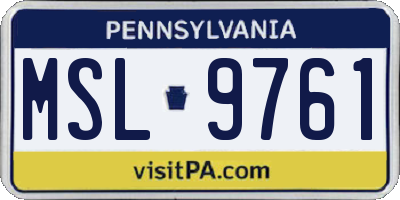 PA license plate MSL9761