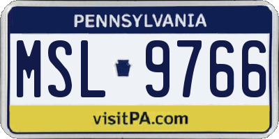 PA license plate MSL9766
