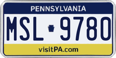 PA license plate MSL9780