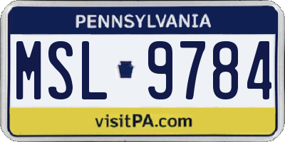 PA license plate MSL9784