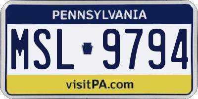 PA license plate MSL9794