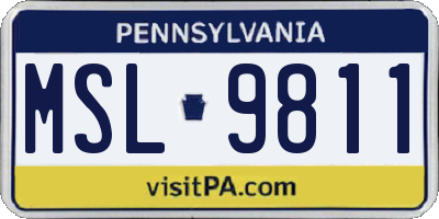 PA license plate MSL9811