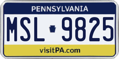 PA license plate MSL9825