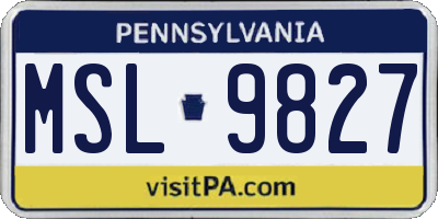 PA license plate MSL9827