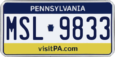 PA license plate MSL9833