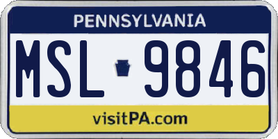 PA license plate MSL9846