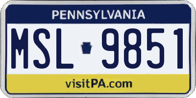 PA license plate MSL9851