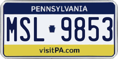 PA license plate MSL9853