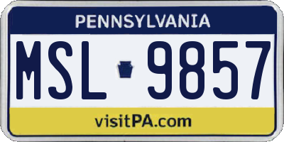PA license plate MSL9857
