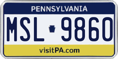 PA license plate MSL9860