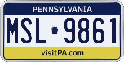 PA license plate MSL9861