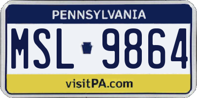 PA license plate MSL9864