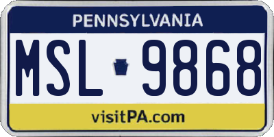 PA license plate MSL9868