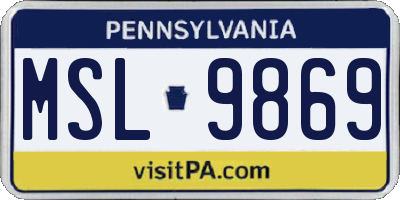 PA license plate MSL9869