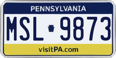PA license plate MSL9873