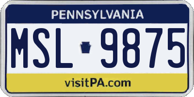PA license plate MSL9875