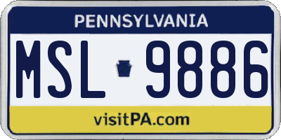 PA license plate MSL9886