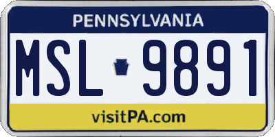 PA license plate MSL9891