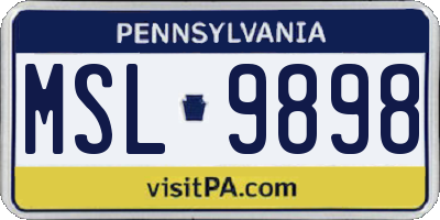 PA license plate MSL9898