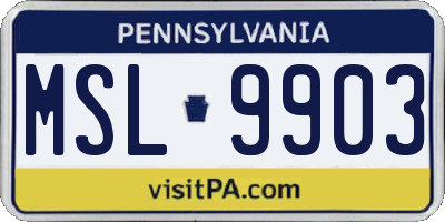 PA license plate MSL9903