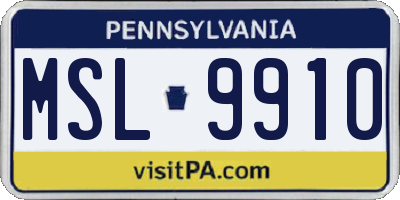 PA license plate MSL9910