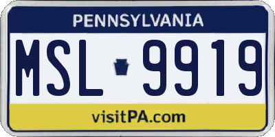 PA license plate MSL9919