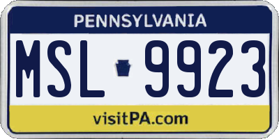 PA license plate MSL9923