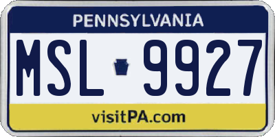 PA license plate MSL9927