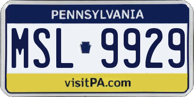 PA license plate MSL9929