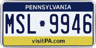 PA license plate MSL9946