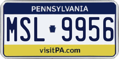 PA license plate MSL9956
