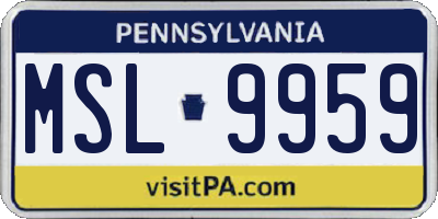 PA license plate MSL9959