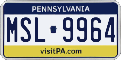 PA license plate MSL9964