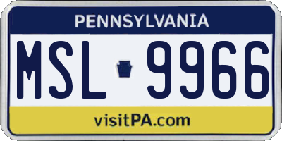 PA license plate MSL9966