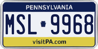 PA license plate MSL9968