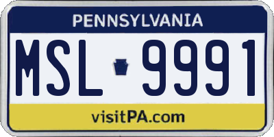 PA license plate MSL9991