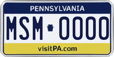 PA license plate MSM0000