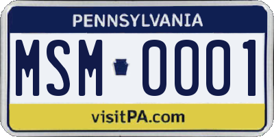 PA license plate MSM0001