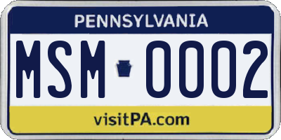 PA license plate MSM0002
