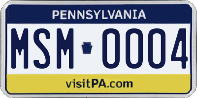PA license plate MSM0004