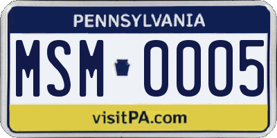 PA license plate MSM0005