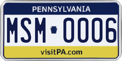 PA license plate MSM0006