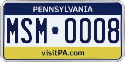 PA license plate MSM0008