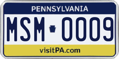 PA license plate MSM0009