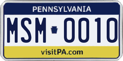 PA license plate MSM0010