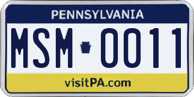 PA license plate MSM0011